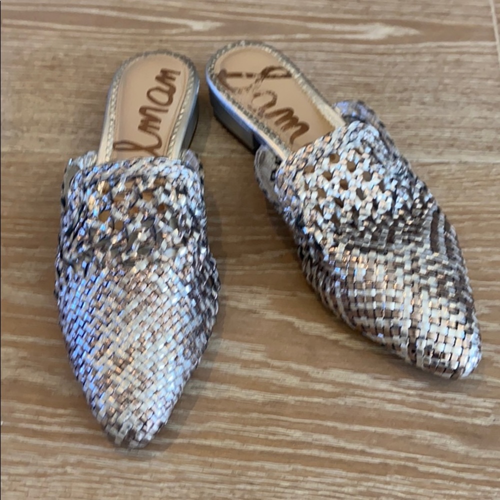 Sam Edelman metallic slides, 6.5
